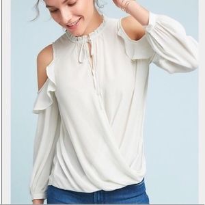 NWT NEW Maeve Liesel Ruffle Open Shoulder Top